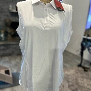Classic White Sleeveless Polo Top